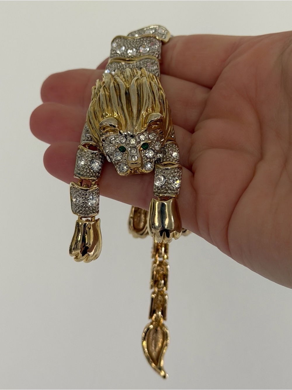 Vintage Gold-Tone Crystal Lion Brooch - Women Jewelry